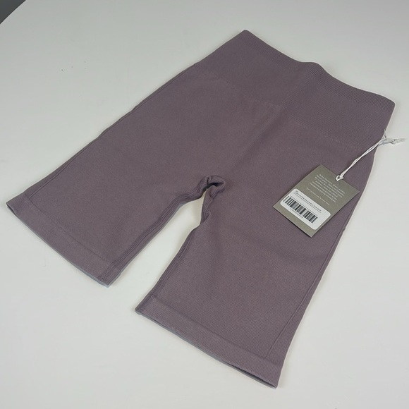 Everlane Seamless Bike Short S Womens New Light Purple Stretch High Rise Ribbed - Picture 4 of 10